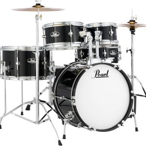 Pearl Roadshow Jr. 5 piece Drum Set w/Hardware and Cymbals, Jet Black