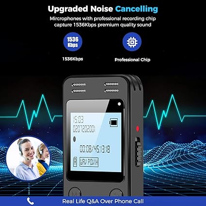 128GB Digital Voice Recorder for Lectures Meetings - EVIDA 9296 Hours Voice Activated Recording Device Audio Recorder with Playback,Password - Image 5