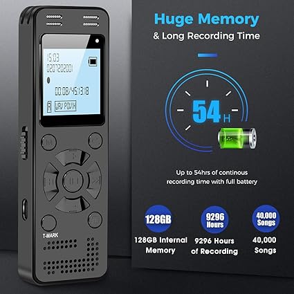 128GB Digital Voice Recorder for Lectures Meetings - EVIDA 9296 Hours Voice Activated Recording Device Audio Recorder with Playback,Password - Image 4