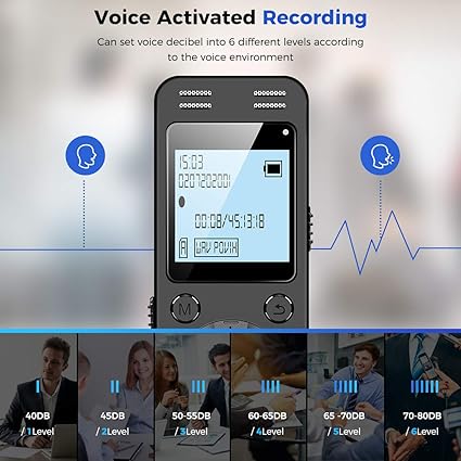 128GB Digital Voice Recorder for Lectures Meetings - EVIDA 9296 Hours Voice Activated Recording Device Audio Recorder with Playback,Password - Image 3