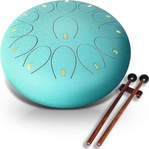 REGIS Steel Tongue Drum 12 Inch 13 Notes C Major – Handpan Drum Percussion Instrument for Adults, Beginner Friendly Music Gift with Mallets, Music Book & Carry Bag (malachite)